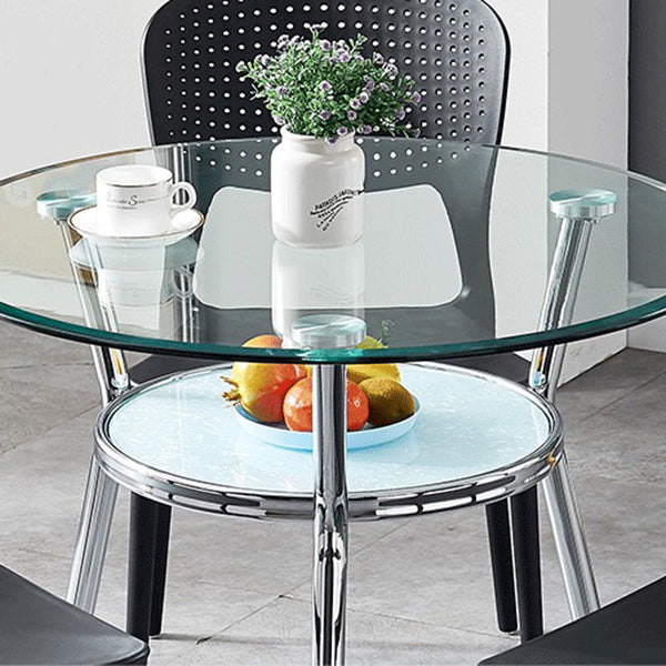 Round Transparent Dining Table Glass Table Modern with 3 Legs Pedestal Clearhalo ' dining_table' 'Dining Tables & Seating' 'Dining Tables' 'furn' 'furn_dining_table' 'Furniture' 'furniture_dining_table' 'Kitchen & Dining Furniture' 'kitchen&dining_furn' 'kitchen' 'kitchen_dining_table' 3662200