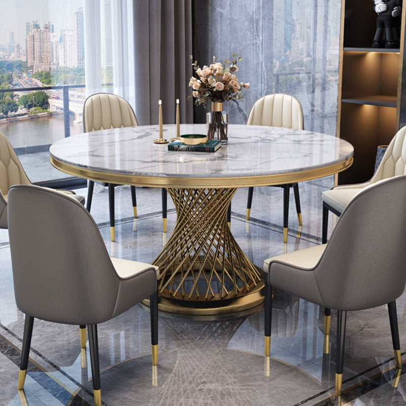 Sintered Stone Pedestal Dining Table Simplicity Style Round Table for Home Clearhalo ' dining_table' 'Dining Tables & Seating' 'Dining Tables' 'Furniture' 'furniture_dining_table' 'Kitchen & Dining Furniture' 'kitchen&dining_furn' 'kitchen' 'kitchen_dining_table' 3662236
