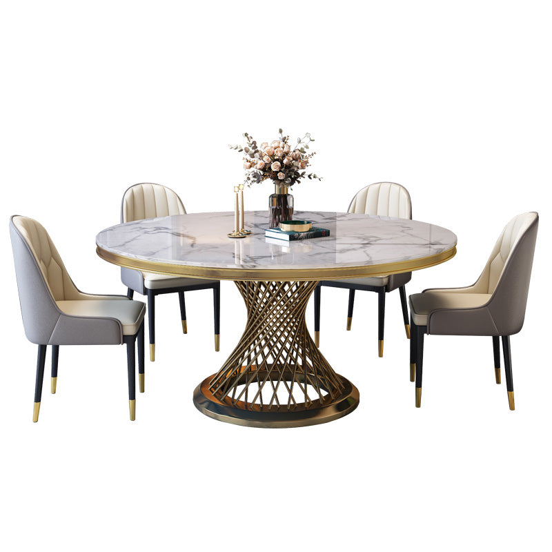Sintered Stone Pedestal Dining Table Simplicity Style Round Table for Home Clearhalo ' dining_table' 'Dining Tables & Seating' 'Dining Tables' 'Furniture' 'furniture_dining_table' 'Kitchen & Dining Furniture' 'kitchen&dining_furn' 'kitchen' 'kitchen_dining_table' 3662239