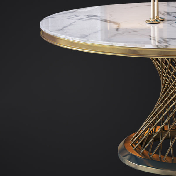 Sintered Stone Pedestal Dining Table Simplicity Style Round Table for Home Clearhalo ' dining_table' 'Dining Tables & Seating' 'Dining Tables' 'Furniture' 'furniture_dining_table' 'Kitchen & Dining Furniture' 'kitchen&dining_furn' 'kitchen' 'kitchen_dining_table' 3662241
