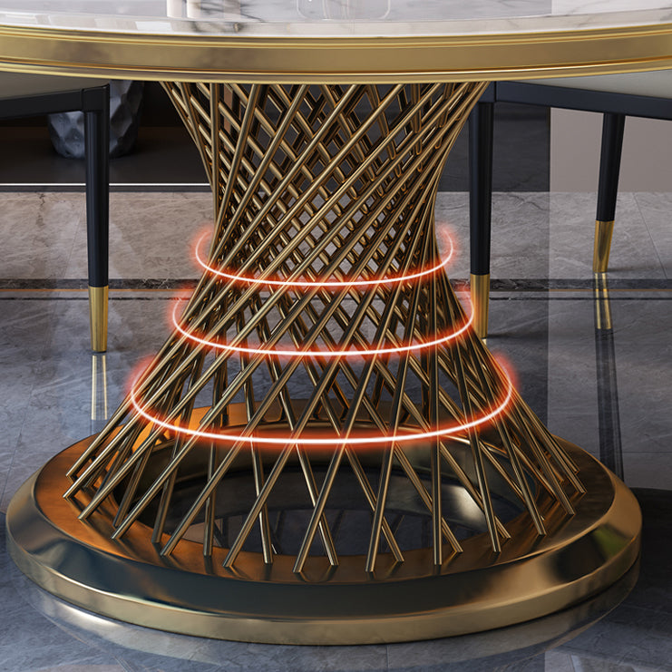 Sintered Stone Pedestal Dining Table Simplicity Style Round Table for Home Clearhalo ' dining_table' 'Dining Tables & Seating' 'Dining Tables' 'Furniture' 'furniture_dining_table' 'Kitchen & Dining Furniture' 'kitchen&dining_furn' 'kitchen' 'kitchen_dining_table' 3662244