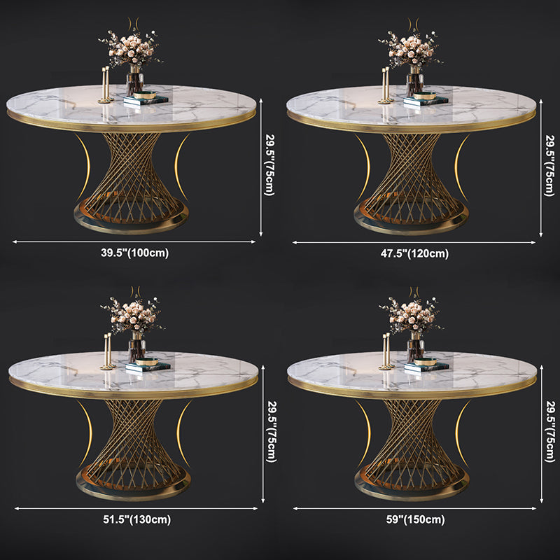 Sintered Stone Pedestal Dining Table Simplicity Style Round Table for Home Clearhalo ' dining_table' 'Dining Tables & Seating' 'Dining Tables' 'Furniture' 'furniture_dining_table' 'Kitchen & Dining Furniture' 'kitchen&dining_furn' 'kitchen' 'kitchen_dining_table' 3662245