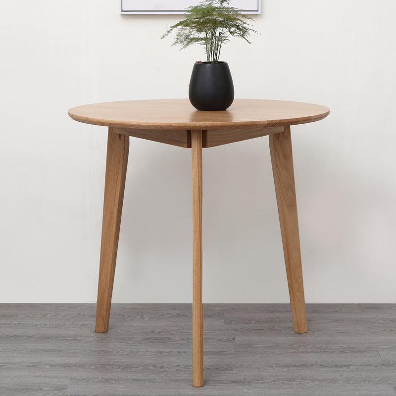 Contemporary Round Dining Table Oak Solid Wood Table for Home Kitchen Dinner Clearhalo ' dining_table' 'Dining Tables & Seating' 'Dining Tables' 'furn' 'furn_dining_table' 'Furniture' 'furniture_dining_table' 'Kitchen & Dining Furniture' 'kitchen&dining_furn' 'kitchen' 'kitchen_dining_table' 3662252