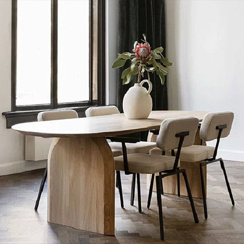 Oval Pine Solid Wood Table Modern Dining Table with Double Pedestal for Restaurant Clearhalo ' dining_table' 'Dining Tables & Seating' 'Dining Tables' 'furn' 'furn_dining_table' 'Furniture' 'furniture_dining_table' 'Kitchen & Dining Furniture' 'kitchen&dining_furn' 'kitchen' 'kitchen_dining_table' 3662269