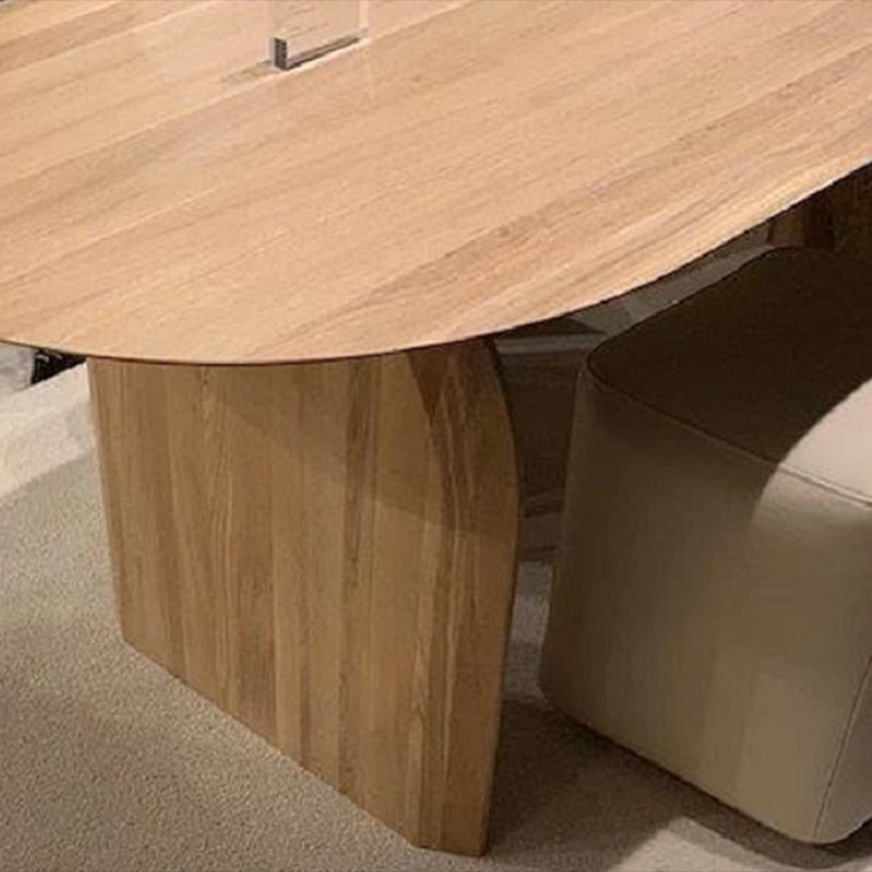 Oval Pine Solid Wood Table Modern Dining Table with Double Pedestal for Restaurant Clearhalo ' dining_table' 'Dining Tables & Seating' 'Dining Tables' 'furn' 'furn_dining_table' 'Furniture' 'furniture_dining_table' 'Kitchen & Dining Furniture' 'kitchen&dining_furn' 'kitchen' 'kitchen_dining_table' 3662274