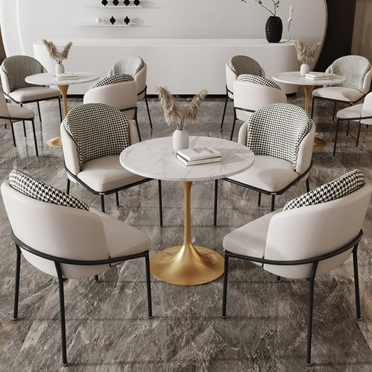 Metal Contemporary Round Dining Table Sintered Stone Table for Dining Room