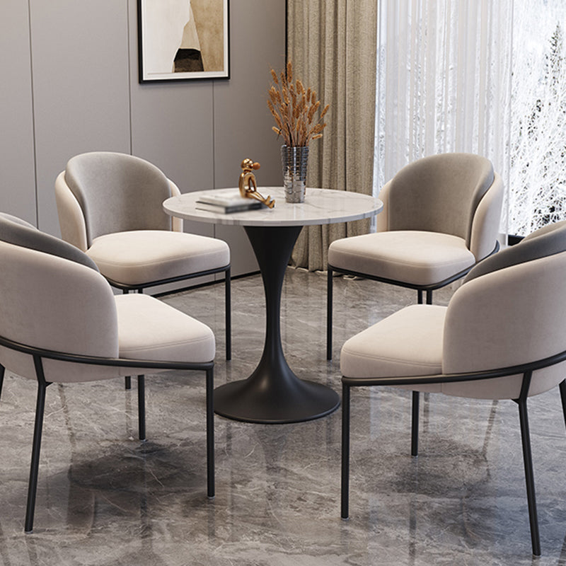 Modern White Sintered Stone Dining Table Kitchen Round Shape Dining Table with Tulip Base Clearhalo ' dining_table' 'Dining Tables & Seating' 'Dining Tables' 'furn' 'furn_dining_table' 'Furniture' 'furniture_dining_table' 'Kitchen & Dining Furniture' 'kitchen&dining_furn' 'kitchen' 'kitchen_dining_table' 3662299