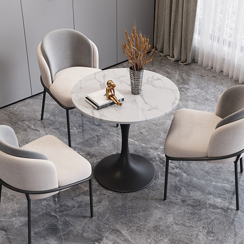 Modern White Sintered Stone Dining Table Kitchen Round Shape Dining Table with Tulip Base Clearhalo ' dining_table' 'Dining Tables & Seating' 'Dining Tables' 'furn' 'furn_dining_table' 'Furniture' 'furniture_dining_table' 'Kitchen & Dining Furniture' 'kitchen&dining_furn' 'kitchen' 'kitchen_dining_table' 3662300