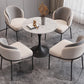 Modern White Sintered Stone Dining Table Kitchen Round Shape Dining Table with Tulip Base Clearhalo ' dining_table' 'Dining Tables & Seating' 'Dining Tables' 'furn' 'furn_dining_table' 'Furniture' 'furniture_dining_table' 'Kitchen & Dining Furniture' 'kitchen&dining_furn' 'kitchen' 'kitchen_dining_table' 3662301