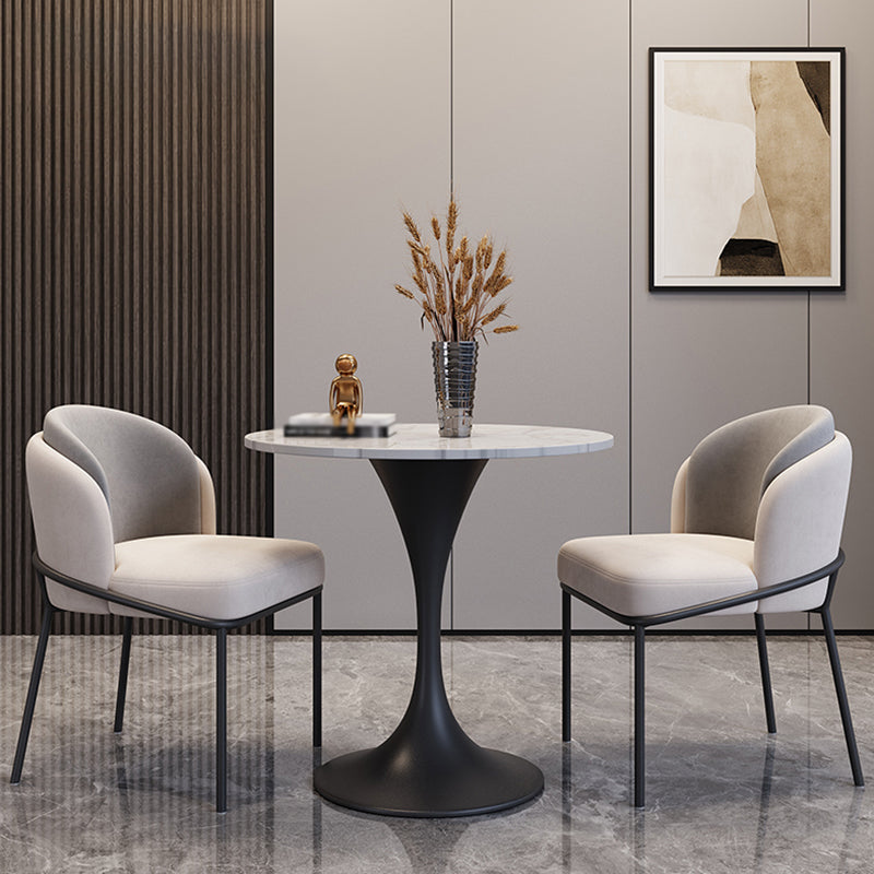 Modern White Sintered Stone Dining Table Kitchen Round Shape Dining Table with Tulip Base Clearhalo ' dining_table' 'Dining Tables & Seating' 'Dining Tables' 'furn' 'furn_dining_table' 'Furniture' 'furniture_dining_table' 'Kitchen & Dining Furniture' 'kitchen&dining_furn' 'kitchen' 'kitchen_dining_table' 3662302