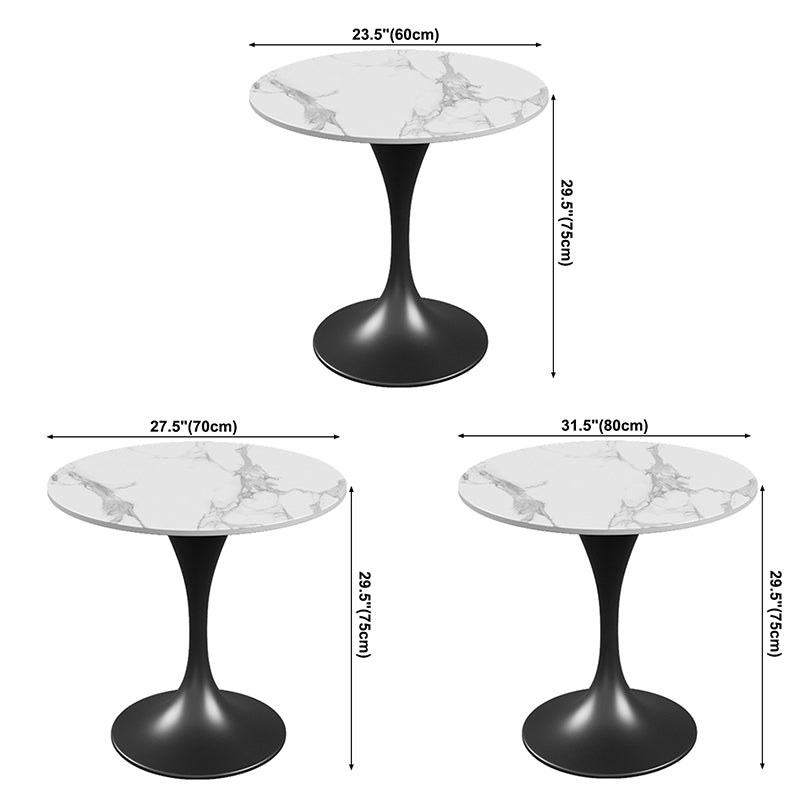 Modern White Sintered Stone Dining Table Kitchen Round Shape Dining Table with Tulip Base Clearhalo ' dining_table' 'Dining Tables & Seating' 'Dining Tables' 'furn' 'furn_dining_table' 'Furniture' 'furniture_dining_table' 'Kitchen & Dining Furniture' 'kitchen&dining_furn' 'kitchen' 'kitchen_dining_table' 3662304
