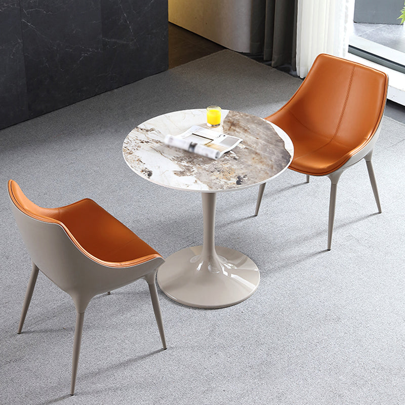 Round Contemporary Dining Table Brown Tone Fixed Table of Sintered Stone Clearhalo ' dining_table' 'Dining Tables & Seating' 'Dining Tables' 'furn' 'furn_dining_table' 'Furniture' 'furniture_dining_table' 'Kitchen & Dining Furniture' 'kitchen&dining_furn' 'kitchen' 'kitchen_dining_table' 3662305