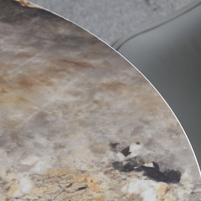 Round Contemporary Dining Table Brown Tone Fixed Table of Sintered Stone Clearhalo ' dining_table' 'Dining Tables & Seating' 'Dining Tables' 'furn' 'furn_dining_table' 'Furniture' 'furniture_dining_table' 'Kitchen & Dining Furniture' 'kitchen&dining_furn' 'kitchen' 'kitchen_dining_table' 3662311