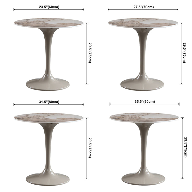 Round Contemporary Dining Table Brown Tone Fixed Table of Sintered Stone Clearhalo ' dining_table' 'Dining Tables & Seating' 'Dining Tables' 'furn' 'furn_dining_table' 'Furniture' 'furniture_dining_table' 'Kitchen & Dining Furniture' 'kitchen&dining_furn' 'kitchen' 'kitchen_dining_table' 3662314
