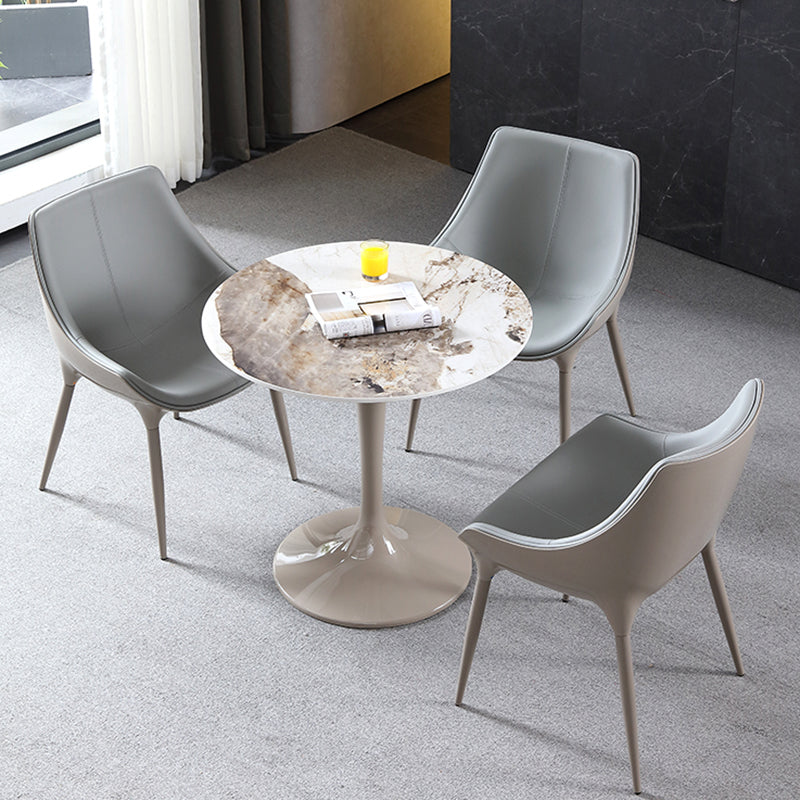 Round Contemporary Dining Table Brown Tone Fixed Table of Sintered Stone Clearhalo ' dining_table' 'Dining Tables & Seating' 'Dining Tables' 'furn' 'furn_dining_table' 'Furniture' 'furniture_dining_table' 'Kitchen & Dining Furniture' 'kitchen&dining_furn' 'kitchen' 'kitchen_dining_table' 3662316