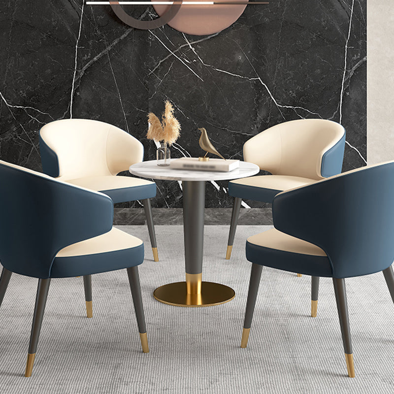 Minimalist Kitchen Standard Dining Table Round Shape Sintered Stone Dining Table in White Clearhalo ' dining_table' 'Dining Tables & Seating' 'Dining Tables' 'furn' 'furn_dining_table' 'Furniture' 'furniture_dining_table' 'Kitchen & Dining Furniture' 'kitchen&dining_furn' 'kitchen' 'kitchen_dining_table' 3662320