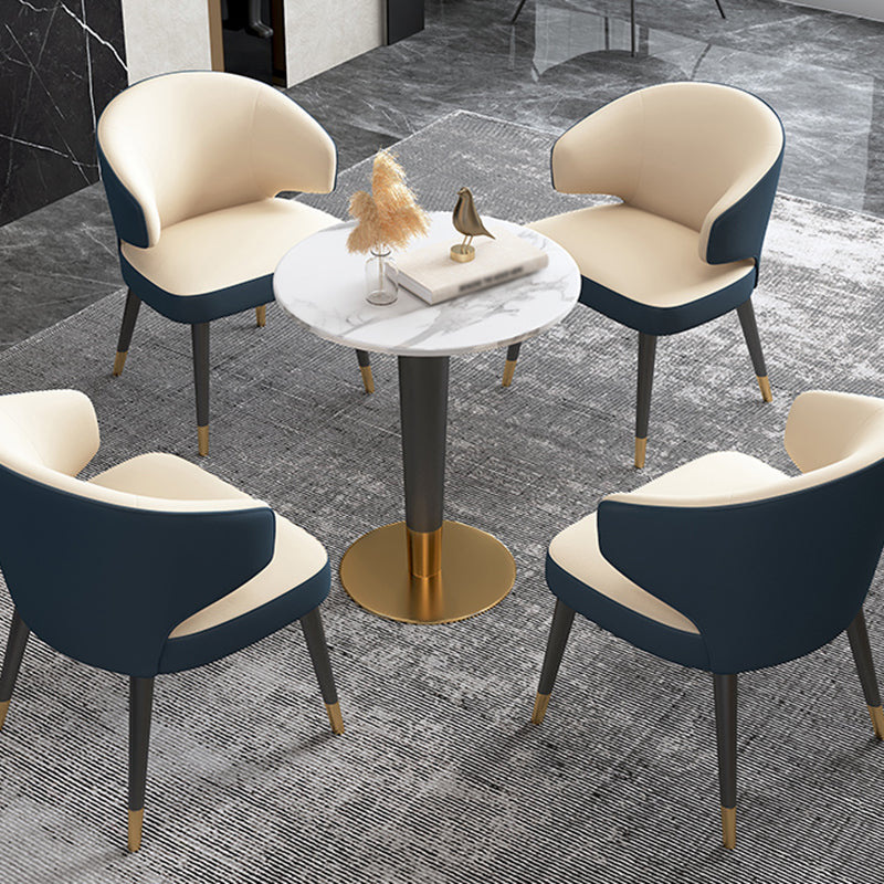 Minimalist Kitchen Standard Dining Table Round Shape Sintered Stone Dining Table in White Clearhalo ' dining_table' 'Dining Tables & Seating' 'Dining Tables' 'furn' 'furn_dining_table' 'Furniture' 'furniture_dining_table' 'Kitchen & Dining Furniture' 'kitchen&dining_furn' 'kitchen' 'kitchen_dining_table' 3662322