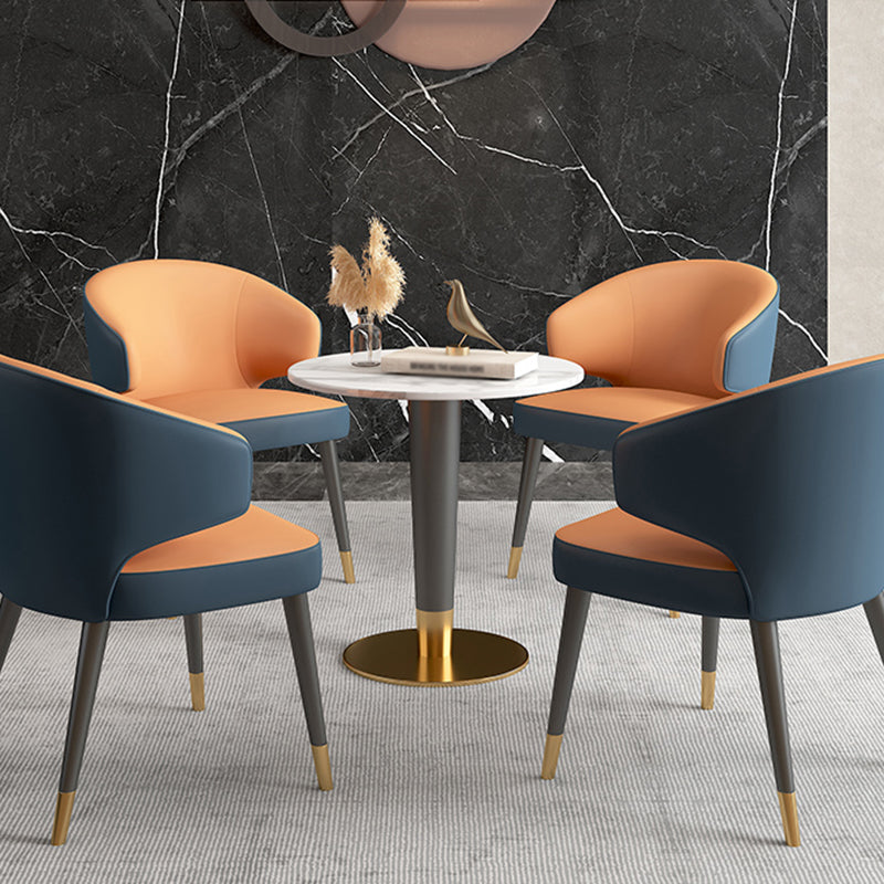 Minimalist Kitchen Standard Dining Table Round Shape Sintered Stone Dining Table in White Clearhalo ' dining_table' 'Dining Tables & Seating' 'Dining Tables' 'furn' 'furn_dining_table' 'Furniture' 'furniture_dining_table' 'Kitchen & Dining Furniture' 'kitchen&dining_furn' 'kitchen' 'kitchen_dining_table' 3662323