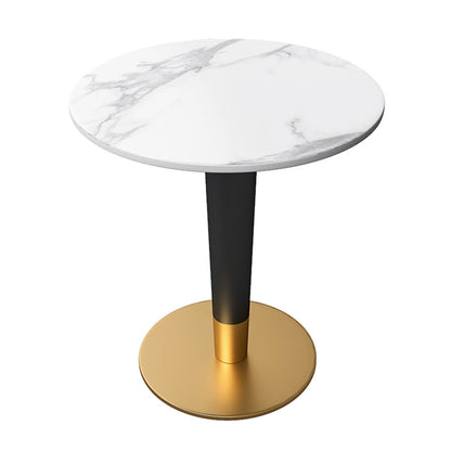 Minimalist Kitchen Standard Dining Table Round Shape Sintered Stone Dining Table in White Without Chairs Clearhalo ' dining_table' 'Dining Tables & Seating' 'Dining Tables' 'furn' 'furn_dining_table' 'Furniture' 'furniture_dining_table' 'Kitchen & Dining Furniture' 'kitchen&dining_furn' 'kitchen' 'kitchen_dining_table' 3662324