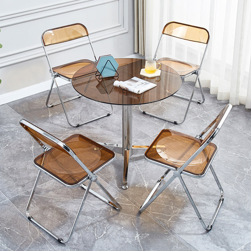 Round 3 Legs Minimalist Style Dining Table Three-Color Fixed Table of Glass Clearhalo ' dining_table' 'Dining Tables & Seating' 'Dining Tables' 'furn' 'furn_dining_table' 'Furniture' 'furniture_dining_table' 'Kitchen & Dining Furniture' 'kitchen&dining_furn' 'kitchen' 'kitchen_dining_table' 3662342