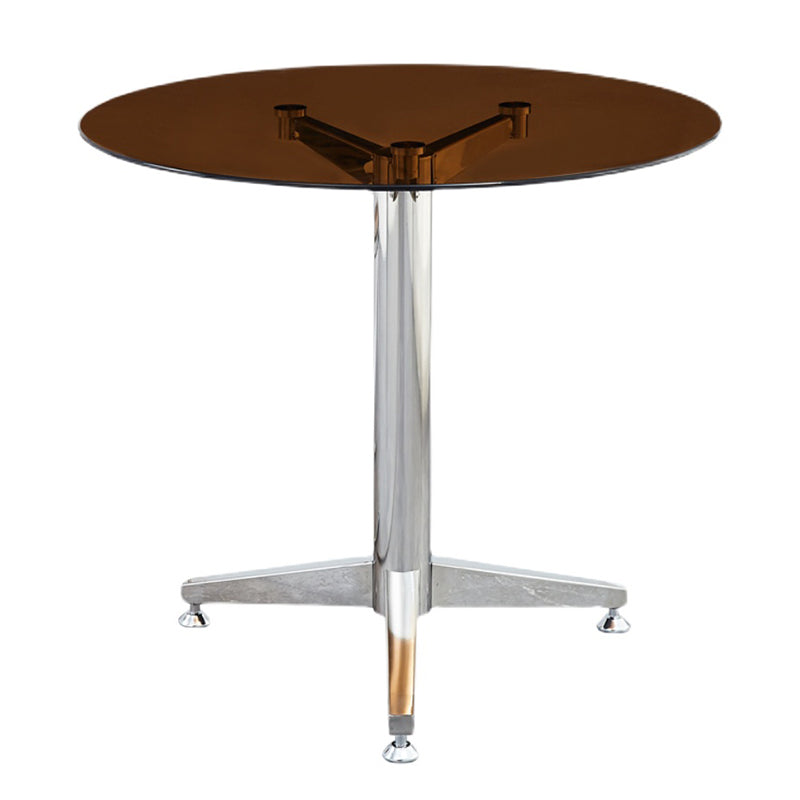 Round 3 Legs Minimalist Style Dining Table Three-Color Fixed Table of Glass Orange Without Chairs Clearhalo ' dining_table' 'Dining Tables & Seating' 'Dining Tables' 'furn' 'furn_dining_table' 'Furniture' 'furniture_dining_table' 'Kitchen & Dining Furniture' 'kitchen&dining_furn' 'kitchen' 'kitchen_dining_table' 3662343