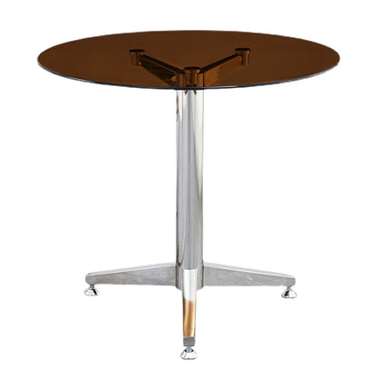 Round 3 Legs Minimalist Style Dining Table Three-Color Fixed Table of Glass Orange Without Chairs Clearhalo ' dining_table' 'Dining Tables & Seating' 'Dining Tables' 'furn' 'furn_dining_table' 'Furniture' 'furniture_dining_table' 'Kitchen & Dining Furniture' 'kitchen&dining_furn' 'kitchen' 'kitchen_dining_table' 3662343