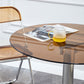 Round 3 Legs Minimalist Style Dining Table Three-Color Fixed Table of Glass Clearhalo ' dining_table' 'Dining Tables & Seating' 'Dining Tables' 'furn' 'furn_dining_table' 'Furniture' 'furniture_dining_table' 'Kitchen & Dining Furniture' 'kitchen&dining_furn' 'kitchen' 'kitchen_dining_table' 3662344