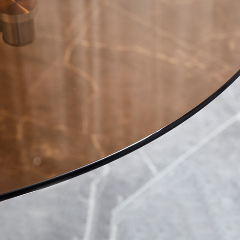 Round 3 Legs Minimalist Style Dining Table Three-Color Fixed Table of Glass Clearhalo ' dining_table' 'Dining Tables & Seating' 'Dining Tables' 'furn' 'furn_dining_table' 'Furniture' 'furniture_dining_table' 'Kitchen & Dining Furniture' 'kitchen&dining_furn' 'kitchen' 'kitchen_dining_table' 3662345