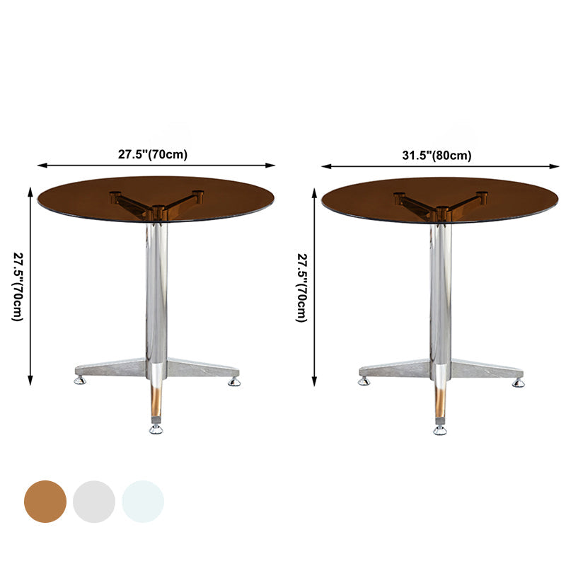 Round 3 Legs Minimalist Style Dining Table Three-Color Fixed Table of Glass Clearhalo ' dining_table' 'Dining Tables & Seating' 'Dining Tables' 'furn' 'furn_dining_table' 'Furniture' 'furniture_dining_table' 'Kitchen & Dining Furniture' 'kitchen&dining_furn' 'kitchen' 'kitchen_dining_table' 3662348
