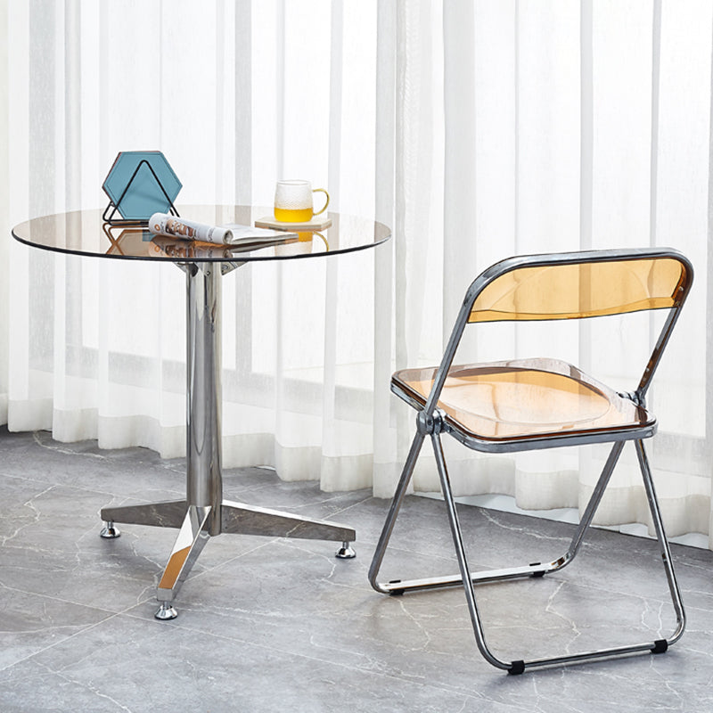 Round 3 Legs Minimalist Style Dining Table Three-Color Fixed Table of Glass Clearhalo ' dining_table' 'Dining Tables & Seating' 'Dining Tables' 'furn' 'furn_dining_table' 'Furniture' 'furniture_dining_table' 'Kitchen & Dining Furniture' 'kitchen&dining_furn' 'kitchen' 'kitchen_dining_table' 3662350