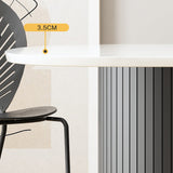 Oval Dining Table for Restaurant Contemporary Kitchen Table with Black Double Pedestal Clearhalo ' dining_table' 'Dining Tables & Seating' 'Dining Tables' 'furn' 'furn_dining_table' 'Furniture' 'furniture_dining_table' 'Kitchen & Dining Furniture' 'kitchen&dining_furn' 'kitchen' 'kitchen_dining_table' 3662360