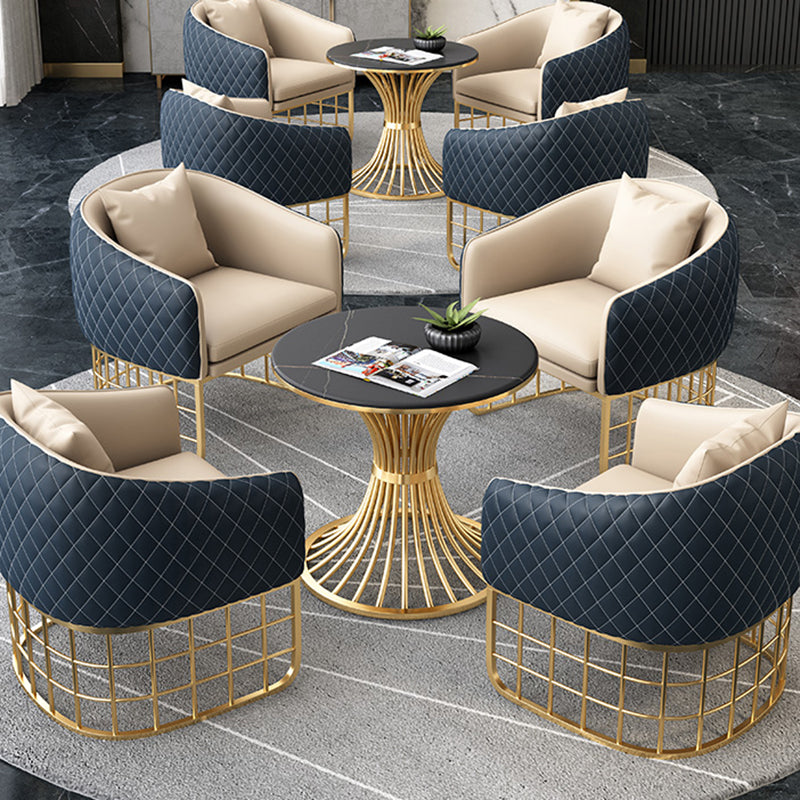 Contemporary Sintered Stone Kitchen Dining Table Round Standard Dining Table with Pedestal Base Clearhalo ' dining_table' 'Dining Tables & Seating' 'Dining Tables' 'furn' 'furn_dining_table' 'Furniture' 'furniture_dining_table' 'Kitchen & Dining Furniture' 'kitchen&dining_furn' 'kitchen' 'kitchen_dining_table' 3662366