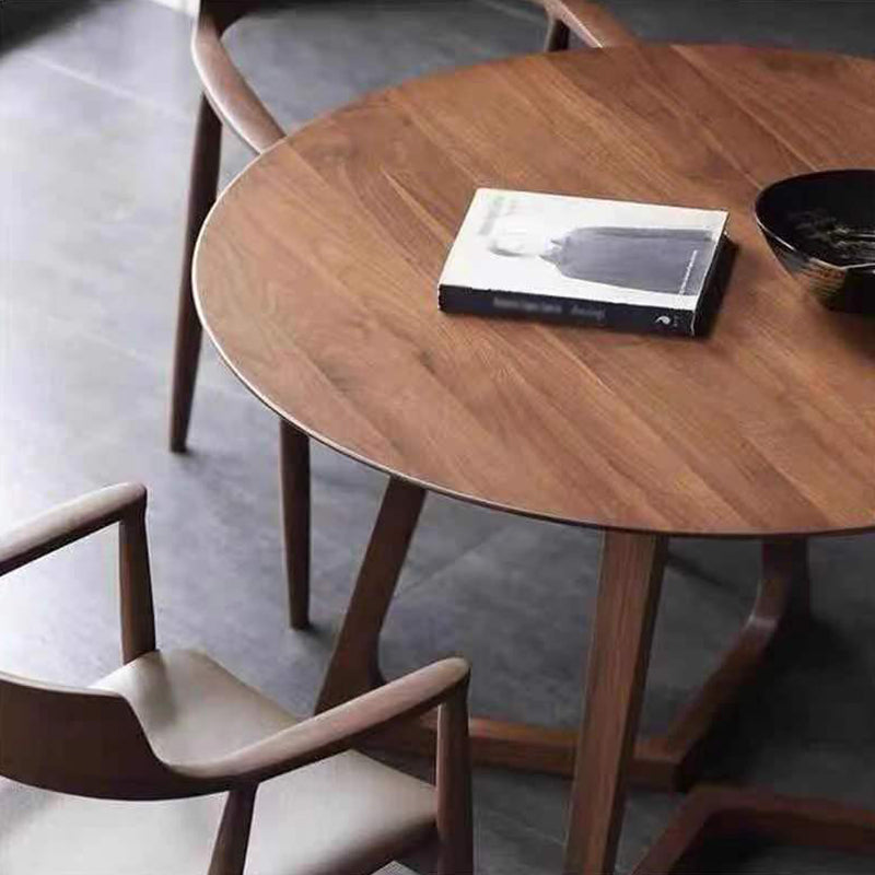 Round Ash Wood Dining Table Modern Solid Wood Table with Metal Double Pedestal Clearhalo ' dining_table' 'Dining Tables & Seating' 'Dining Tables' 'furn' 'furn_dining_table' 'Furniture' 'furniture_dining_table' 'Kitchen & Dining Furniture' 'kitchen&dining_furn' 'kitchen' 'kitchen_dining_table' 3662376