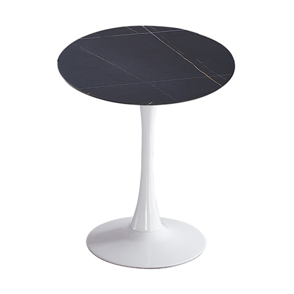 Modern Round Dining Table Sintered Stone Dining Table with Tulip Base for Home Kitchen Dinner Black White 27.6"L x 27.6"W x 29.5"H Clearhalo ' dining_table' 'Dining Tables & Seating' 'Dining Tables' 'furn' 'furn_dining_table' 'Furniture' 'furniture_dining_table' 'Kitchen & Dining Furniture' 'kitchen&dining_furn' 'kitchen' 'kitchen_dining_table' 3662387