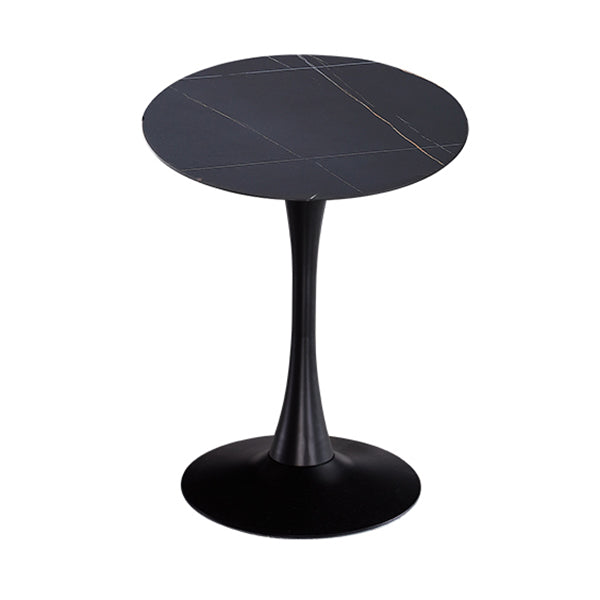 Modern Round Dining Table Sintered Stone Dining Table with Tulip Base for Home Kitchen Dinner Black Black 23.6"L x 23.6"W x 29.5"H Clearhalo ' dining_table' 'Dining Tables & Seating' 'Dining Tables' 'furn' 'furn_dining_table' 'Furniture' 'furniture_dining_table' 'Kitchen & Dining Furniture' 'kitchen&dining_furn' 'kitchen' 'kitchen_dining_table' 3662403
