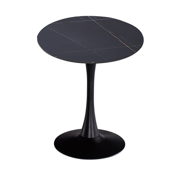 Modern Round Dining Table Sintered Stone Dining Table with Tulip Base for Home Kitchen Dinner Black Black 27.6"L x 27.6"W x 29.5"H Clearhalo ' dining_table' 'Dining Tables & Seating' 'Dining Tables' 'furn' 'furn_dining_table' 'Furniture' 'furniture_dining_table' 'Kitchen & Dining Furniture' 'kitchen&dining_furn' 'kitchen' 'kitchen_dining_table' 3662405
