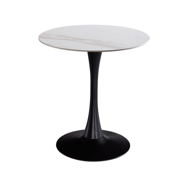 Modern Round Dining Table Sintered Stone Dining Table with Tulip Base for Home Kitchen Dinner White Black 27.6"L x 27.6"W x 29.5"H Clearhalo ' dining_table' 'Dining Tables & Seating' 'Dining Tables' 'furn' 'furn_dining_table' 'Furniture' 'furniture_dining_table' 'Kitchen & Dining Furniture' 'kitchen&dining_furn' 'kitchen' 'kitchen_dining_table' 3662408
