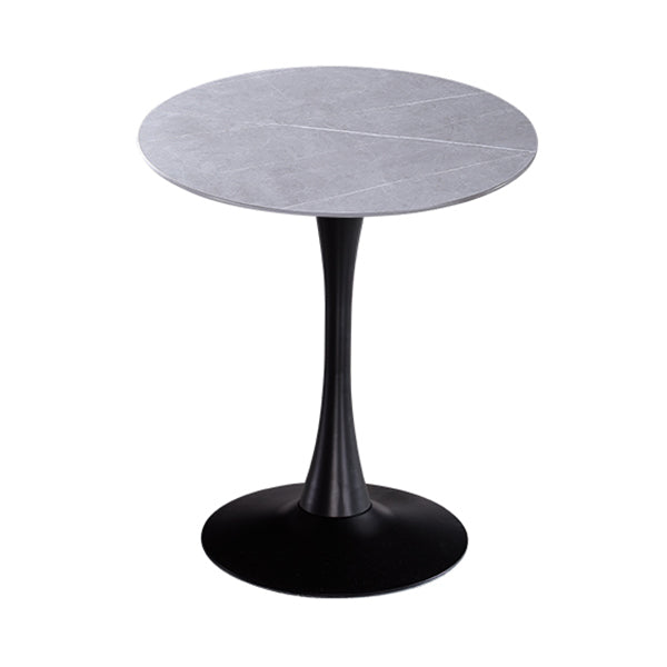 Modern Round Dining Table Sintered Stone Dining Table with Tulip Base for Home Kitchen Dinner Gray Black 27.6"L x 27.6"W x 29.5"H Clearhalo ' dining_table' 'Dining Tables & Seating' 'Dining Tables' 'furn' 'furn_dining_table' 'Furniture' 'furniture_dining_table' 'Kitchen & Dining Furniture' 'kitchen&dining_furn' 'kitchen' 'kitchen_dining_table' 3662411