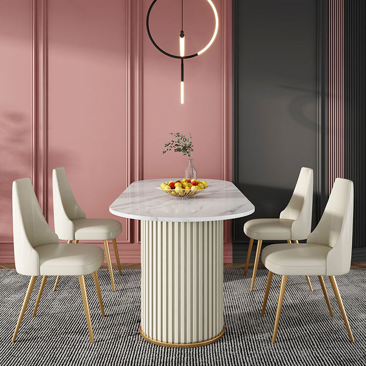 Metal Contemporary Free Form Indoor Table Sintered Stone Table for Dining Room and Kitchen Clearhalo ' dining_table' 'Dining Tables & Seating' 'Dining Tables' 'furn' 'furn_dining_table' 'Furniture' 'furniture_dining_table' 'Kitchen & Dining Furniture' 'kitchen&dining_furn' 'kitchen' 'kitchen_dining_table' 3662434