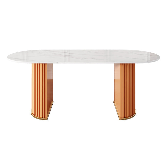 Metal Contemporary Free Form Indoor Table Sintered Stone Table for Dining Room and Kitchen Orange Without Chairs Clearhalo ' dining_table' 'Dining Tables & Seating' 'Dining Tables' 'furn' 'furn_dining_table' 'Furniture' 'furniture_dining_table' 'Kitchen & Dining Furniture' 'kitchen&dining_furn' 'kitchen' 'kitchen_dining_table' 3662435