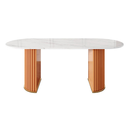Metal Contemporary Free Form Indoor Table Sintered Stone Table for Dining Room and Kitchen Orange Without Chairs Clearhalo ' dining_table' 'Dining Tables & Seating' 'Dining Tables' 'furn' 'furn_dining_table' 'Furniture' 'furniture_dining_table' 'Kitchen & Dining Furniture' 'kitchen&dining_furn' 'kitchen' 'kitchen_dining_table' 3662435