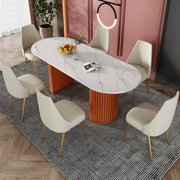 Metal Contemporary Free Form Indoor Table Sintered Stone Table for Dining Room and Kitchen Clearhalo ' dining_table' 'Dining Tables & Seating' 'Dining Tables' 'furn' 'furn_dining_table' 'Furniture' 'furniture_dining_table' 'Kitchen & Dining Furniture' 'kitchen&dining_furn' 'kitchen' 'kitchen_dining_table' 3662448