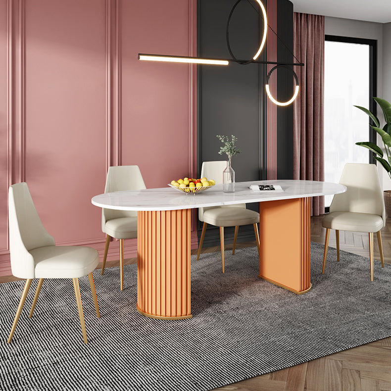 Metal Contemporary Free Form Indoor Table Sintered Stone Table for Dining Room and Kitchen Clearhalo ' dining_table' 'Dining Tables & Seating' 'Dining Tables' 'furn' 'furn_dining_table' 'Furniture' 'furniture_dining_table' 'Kitchen & Dining Furniture' 'kitchen&dining_furn' 'kitchen' 'kitchen_dining_table' 3662449