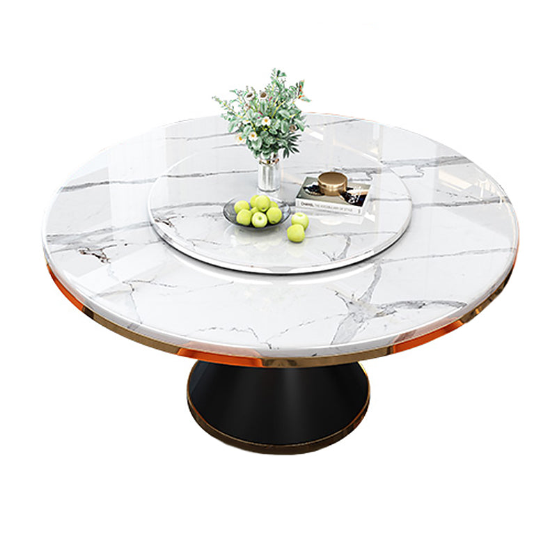 Metal Base Contemporary Style Round Dining Table Sintered Stone Table for Home Without Chairs Clearhalo ' dining_table' 'Dining Tables & Seating' 'Dining Tables' 'furn' 'furn_dining_table' 'Furniture' 'furniture_dining_table' 'Kitchen & Dining Furniture' 'kitchen&dining_furn' 'kitchen' 'kitchen_dining_table' 3662470