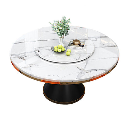 Metal Base Contemporary Style Round Dining Table Sintered Stone Table for Home Without Chairs Clearhalo ' dining_table' 'Dining Tables & Seating' 'Dining Tables' 'furn' 'furn_dining_table' 'Furniture' 'furniture_dining_table' 'Kitchen & Dining Furniture' 'kitchen&dining_furn' 'kitchen' 'kitchen_dining_table' 3662470