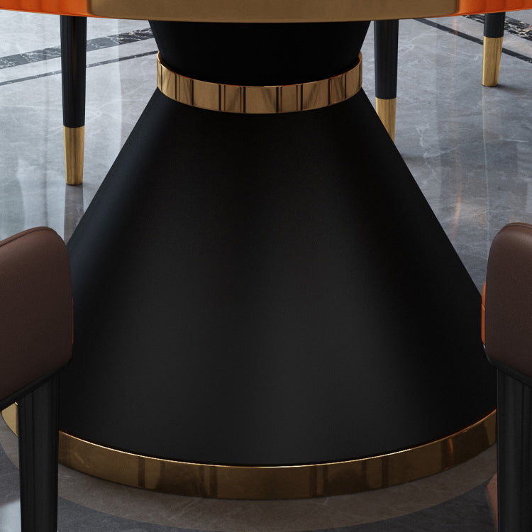 Metal Base Contemporary Style Round Dining Table Sintered Stone Table for Home Clearhalo ' dining_table' 'Dining Tables & Seating' 'Dining Tables' 'furn' 'furn_dining_table' 'Furniture' 'furniture_dining_table' 'Kitchen & Dining Furniture' 'kitchen&dining_furn' 'kitchen' 'kitchen_dining_table' 3662473