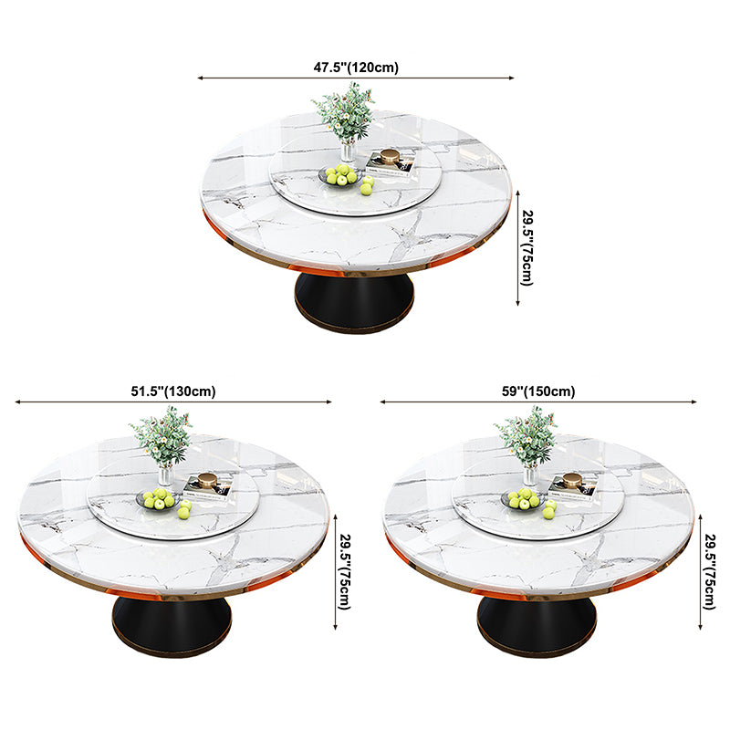 Metal Base Contemporary Style Round Dining Table Sintered Stone Table for Home Clearhalo ' dining_table' 'Dining Tables & Seating' 'Dining Tables' 'furn' 'furn_dining_table' 'Furniture' 'furniture_dining_table' 'Kitchen & Dining Furniture' 'kitchen&dining_furn' 'kitchen' 'kitchen_dining_table' 3662475