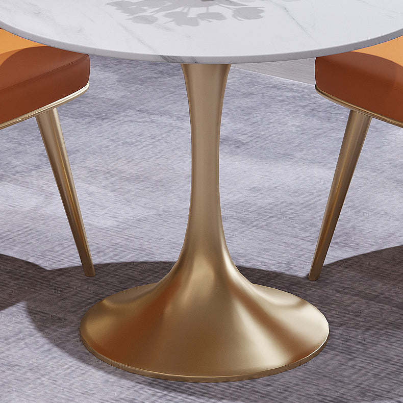 Modern White Round Shape Dining Table Sintered Stone Standard Dining Table with Tulip Base Clearhalo ' dining_table' 'Dining Tables & Seating' 'Dining Tables' 'furn' 'furn_dining_table' 'Furniture' 'furniture_dining_table' 'Kitchen & Dining Furniture' 'kitchen&dining_furn' 'kitchen' 'kitchen_dining_table' 3662482