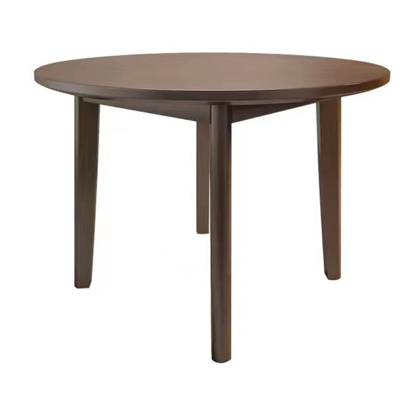Round Shape 4 Legs Modern Dining Table Wood Color Fixed Table of Solid Wood Walnut 35.4"L x 35.4"W x 29.5"H Without Chairs Clearhalo ' dining_table' 'Dining Tables & Seating' 'Dining Tables' 'furn' 'furn_dining_table' 'Furniture' 'furniture_dining_table' 'Kitchen & Dining Furniture' 'kitchen&dining_furn' 'kitchen' 'kitchen_dining_table' 3662488