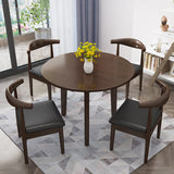 Round Shape 4 Legs Modern Dining Table Wood Color Fixed Table of Solid Wood Clearhalo ' dining_table' 'Dining Tables & Seating' 'Dining Tables' 'furn' 'furn_dining_table' 'Furniture' 'furniture_dining_table' 'Kitchen & Dining Furniture' 'kitchen&dining_furn' 'kitchen' 'kitchen_dining_table' 3662489
